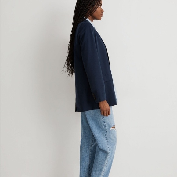 Madewell The Larsen Blazer in Drapeweave Navy Button Academia Jacket MP NWT - Picture 2 of 16